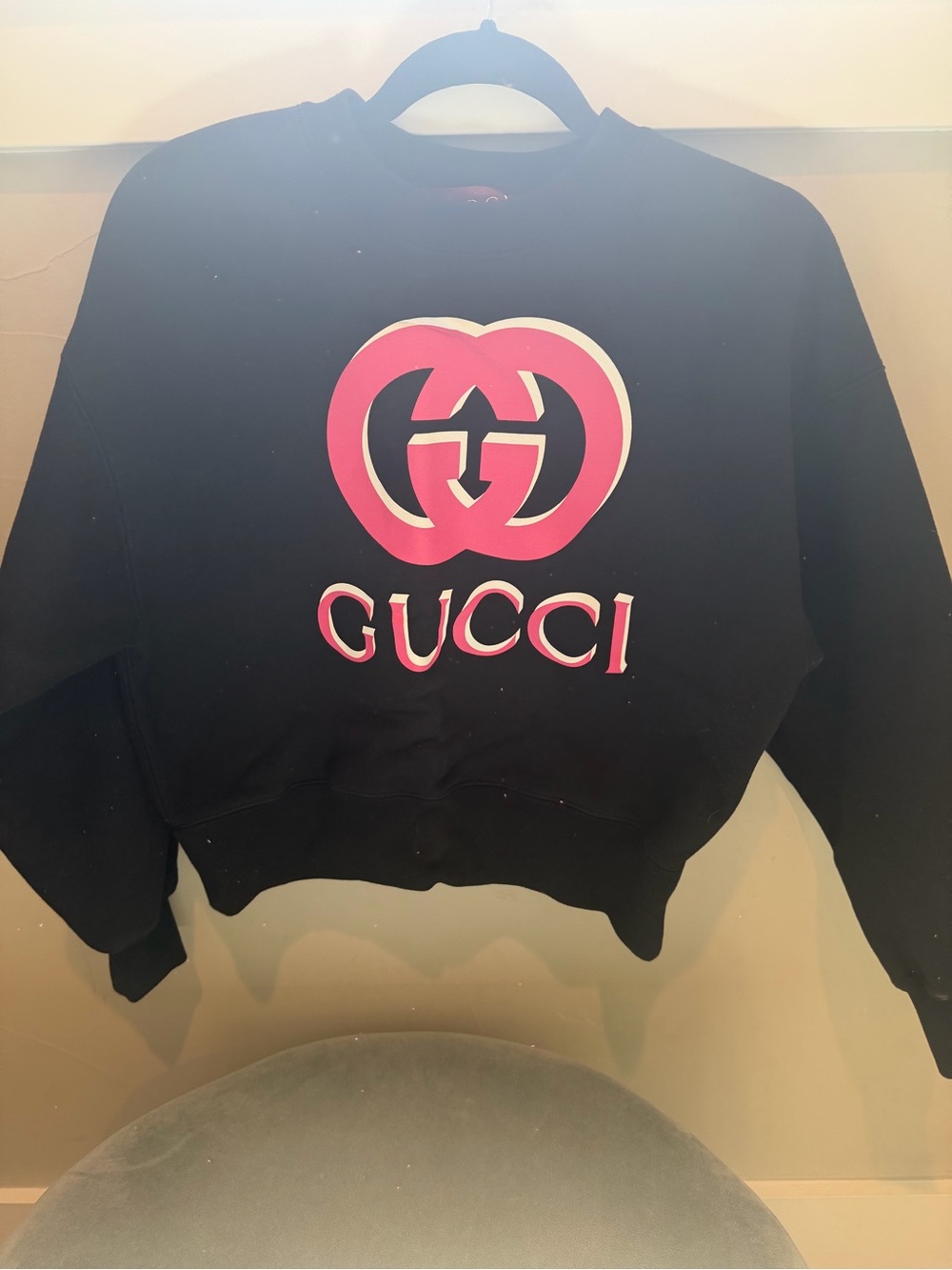 Gucci Black Sweatshirt with Pink Logo and Text